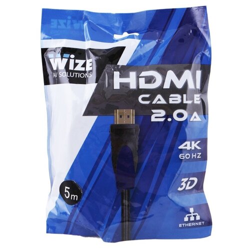 Аксессуар Wize HDMI v2.0 19M/19M 5m WAVC-HDMI-5M аксессуар vcom hdmi 19m mini hdmi 19m ver 2 0 1 5m cg506ac 1 5m