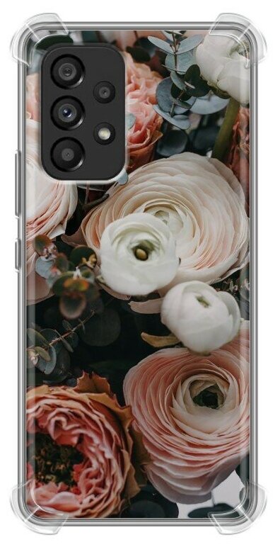 Дизайнерский силиконовый с усиленными углами чехол для Самсунг Гэлакси А53 5Ж / Samsung Galaxy A53 5G Цветы