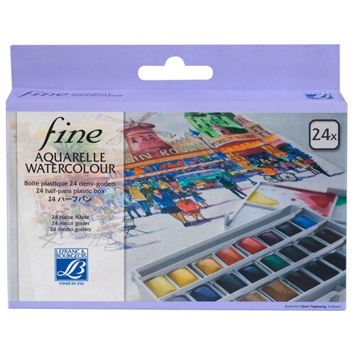 фото Lefranc & bourgeois набор акварели fine watercolours, 24 полукюветы (601661)