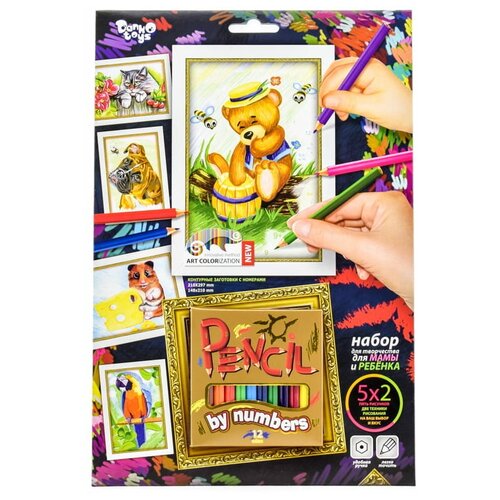 Danko Toys Набор картин по номерам Медвежонок 2 (PBN-01-08)24x37см набор для тв ва раскраска карандашами по номерам медвежонок