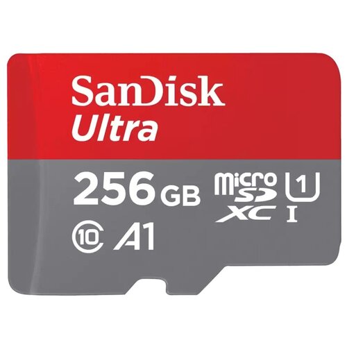 Карта памяти SanDisk microSDXC 256 ГБ Class 10, A1, UHS-I, R 150 МБ карта памяти micro securedigital 256gb sandisk ultra microsdxc class 10 uhs 1 a1 sdsquac 256g gn6mn