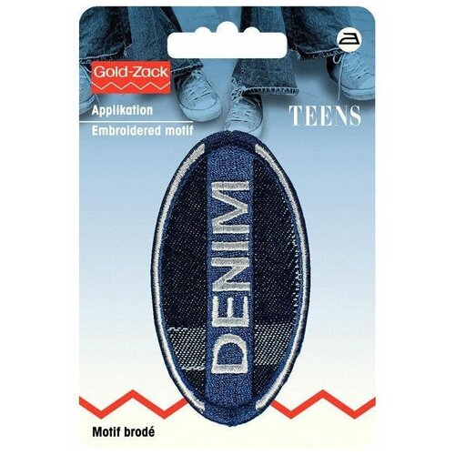 * Термоаппликация овальный джинсовый ярлык Denim 925619