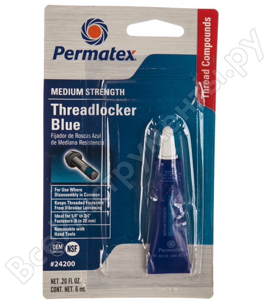 Фиксатор резьбовых соединений средней фиксации разъемный PERMATEX Threadlocker Blue 09178/19960/24200/24206/24240