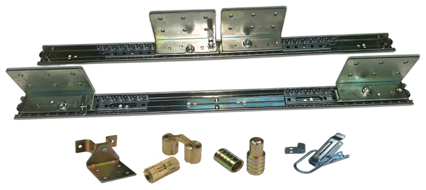 Механизм для раздвижных столов. Полный Комплект. Синхронного раздвижения 700 мм, ширина вставки 500мм(Внутренней сторона царги)