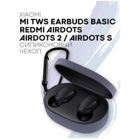 Силиконовый чехол для беспроводных наушников Xiaomi Redmi AirDots, AirDots 2/ S, Xiaomi Mi True Wireless Earbuds Basic, Earbuds Basic 2, S, сиреневый