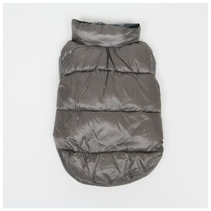 Куртка для собак двухсторонняя с принтом, размер 8 (ДС 23 см, ОГ 30, ОШ 22 см), серая - фотография № 10