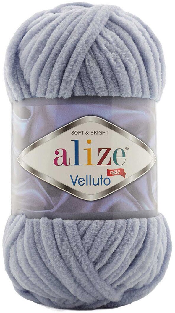 Пряжа с велюровым ворсом Alize Velluto угольно-серый (87), 5 шт