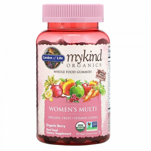 Garden of Life MyKind Organics Women's Multi Organic Berry (Женские мультивитамины) 120 вег жевательных таблеток, female  - купить