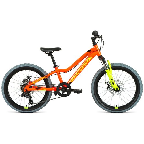 Велосипед Forward Twister 20 2.0 Disc, 20'', 7 скоростей, ярко-оранжевый/ярко-желтый