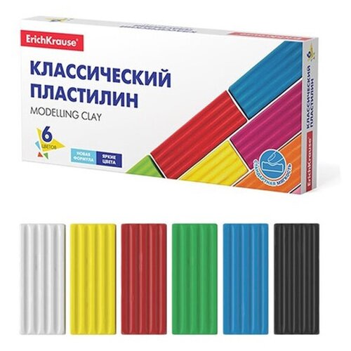 Пластилин 6 цветов, 96 г, ErichKrause Basic, в картонной упаковке