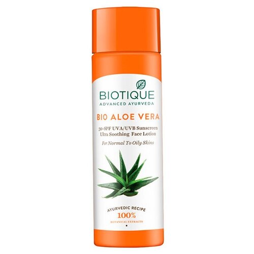 Biotique, Солнцезащитный лосьон для лица и тела Bio Aloe Vera, 120 мл
