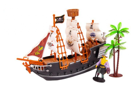 Игровой набор Junfa 15991D Корабль пиратский с фигуркой и аксессуарами