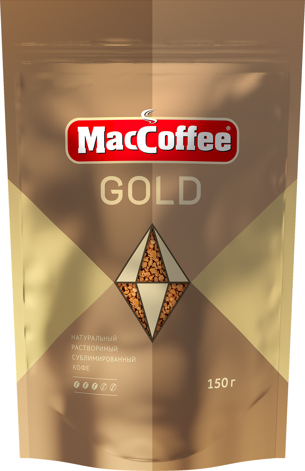 Кофе растворимый MacCoffee Gold, пакет, 150 г — купить в интернет-магазине по низкой цене на Яндекс Маркете