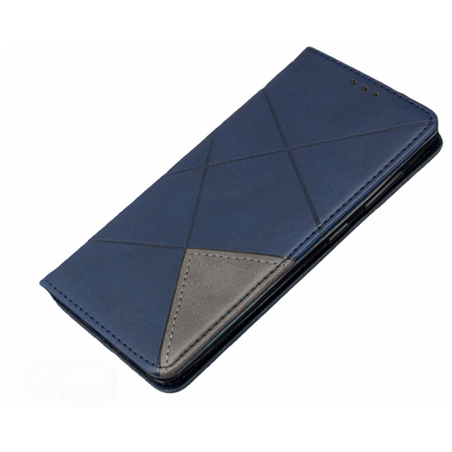 фото Чехол-книжка mypads для samsung galaxy s20fe (fun edition) sm-g780f 2020 / samsung galaxy s20 lite из качественной импортной кожи с необычным геометрическим швом синий