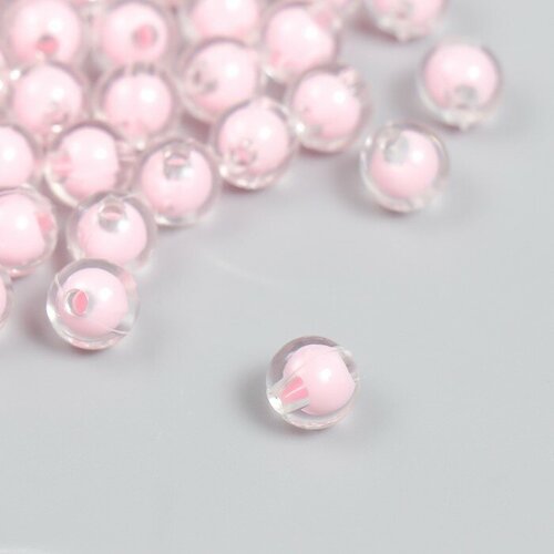 Бусины пластик Светло-розовые глянец 20 гр d-0,8 см 1 шт
