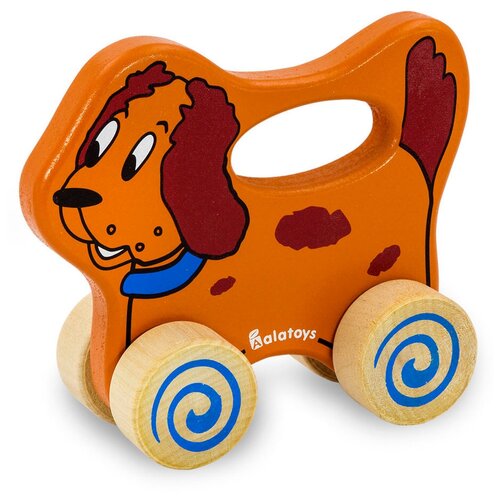 Каталка-игрушка Alatoys Собачка (КСБ01), оранжевый/красный