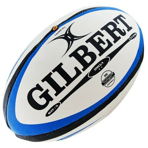 мяч для регби gilbert g tr4000 42098105 р 5 резина ручная сшивка бело черно голубой Мяч для регби Gilbert Omega 5 blue/black