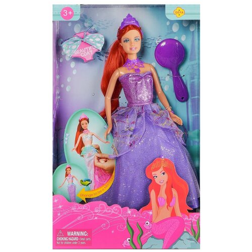 Кукла Defa Lucy Принцесса в фиолетовом платье превращается в русалочку 29см 8188d/фиолетовое