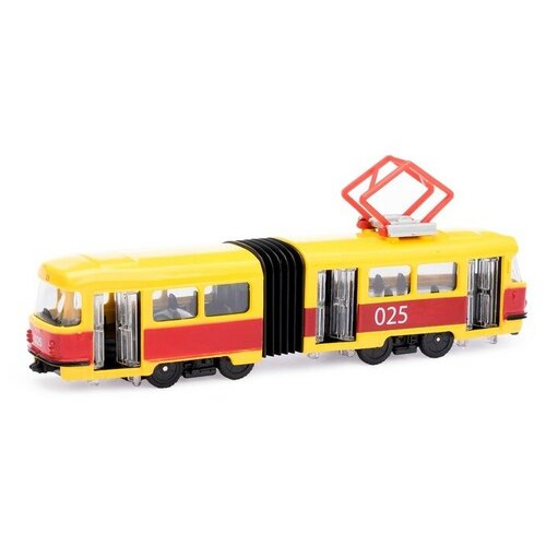 Машинка ТЕХНОПАРК SB-18-01WB(NO IC) 1:110, 19 см, желтый/красный трамвай металлический 19 см инерционный свет звук