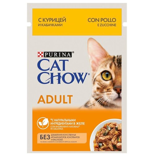 Влажный корм для кошек CAT CHOW с курицей и кабачками 85 г (кусочки в соусе)