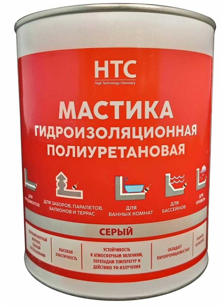 Мастика гидроизоляционная полиуретановая CEMMIX HTC 1 кг серый 84735833