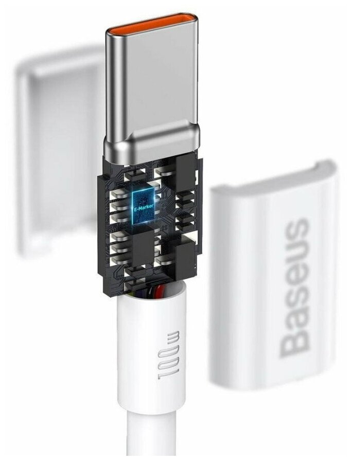 Кабель для передачи данных / быстрой зарядки / Baseus Superior Series Fast Charging Data Cable Type-C to Type-C 100W 2m White CATYS-C02