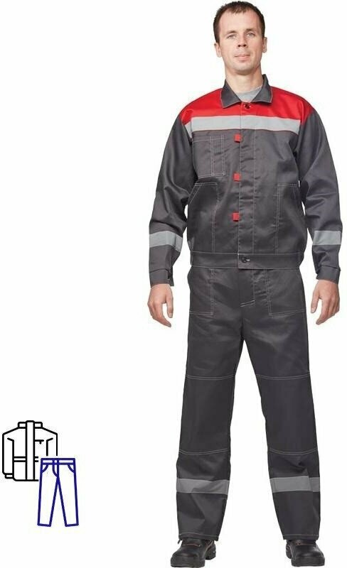 Костюм мужской л20-КБР серый/красный (р.56-58) 170-176 702380