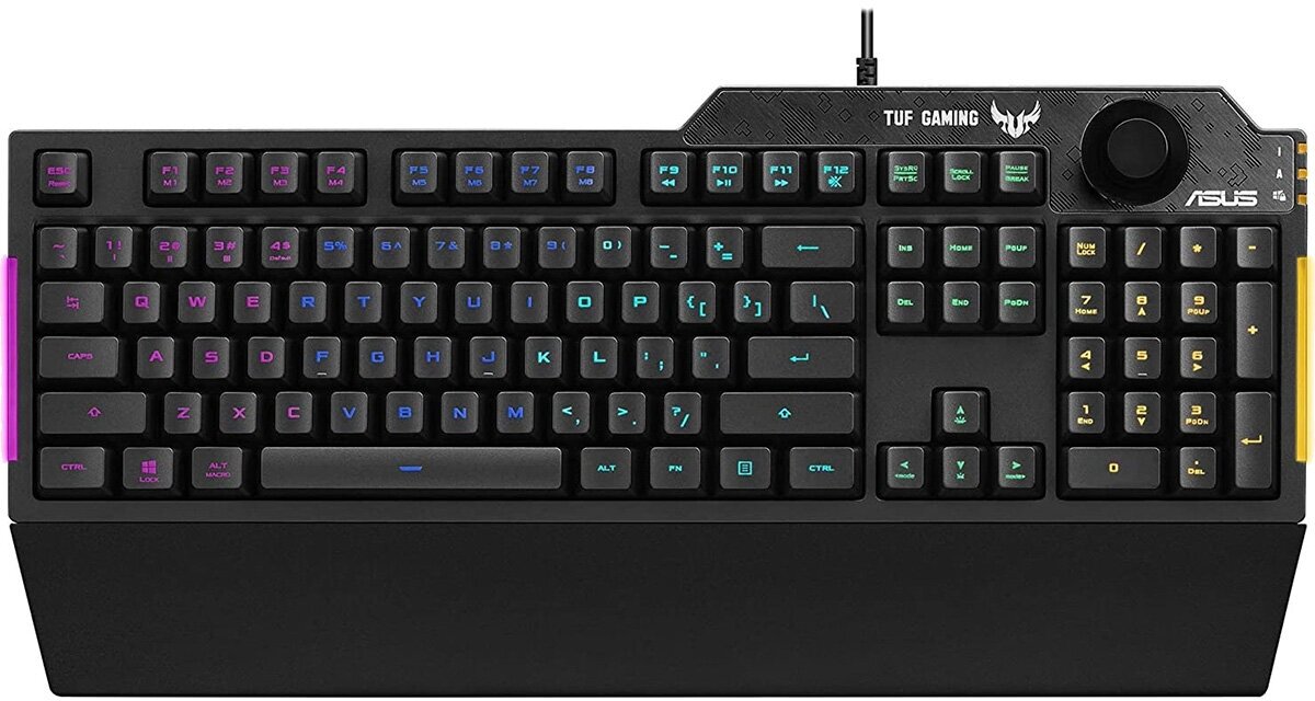 Клавиатура проводная ASUS TUF Gaming K1, USB, RGB подсветка, Черный, 90MP01X0-BKRA00