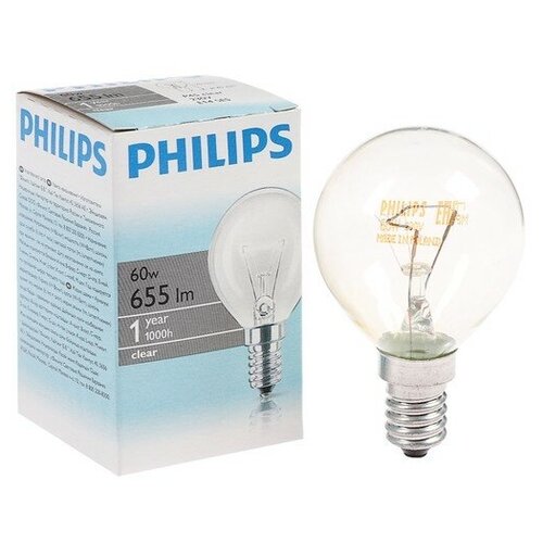 Лампа накаливания Philips Stan P45 CL 1CT/10X10, E14, 60 Вт, 230 В (1 шт.)