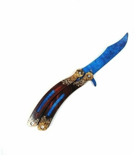 Нож бабочка деревянный "Синий" складной, из дерева
