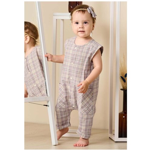 фото Комбинезон сонный гномик, открытая стопа, размер 92, бежевый, пыльная роза