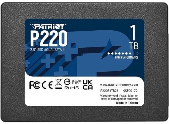 PATRIOT MEMORY Накопитель SSD Patriot Memory 2.5" PATRIOT 1TB P220 SATA-III (P220S1TB25)