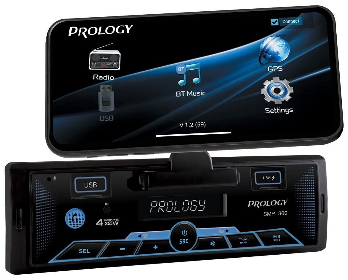 Автомагнитола Prology SMP-300 1DIN 4x55Вт PRSMP300 .
