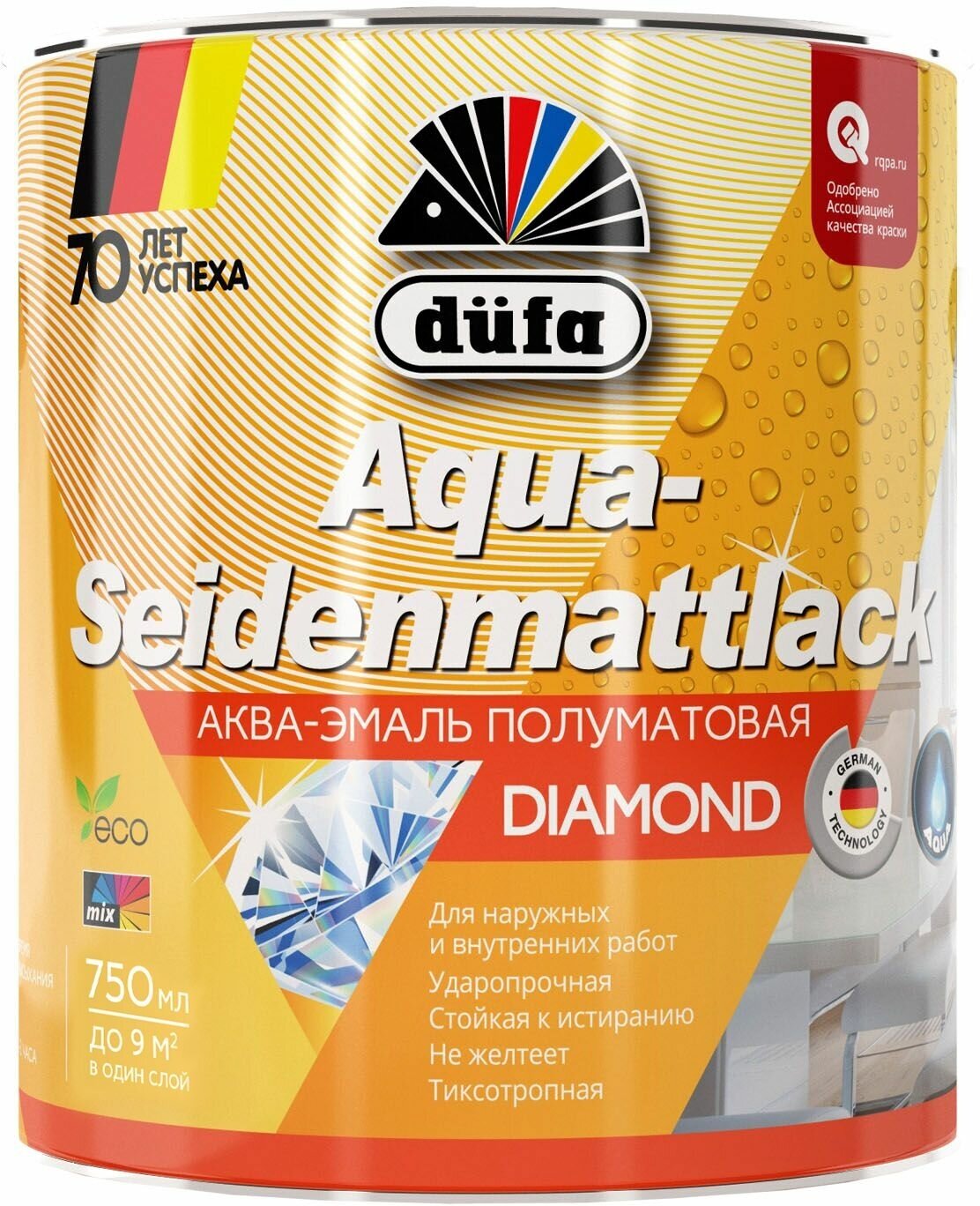 Эмаль универсальная dufa Aqua-Seidenmattlack белая 0,75 л