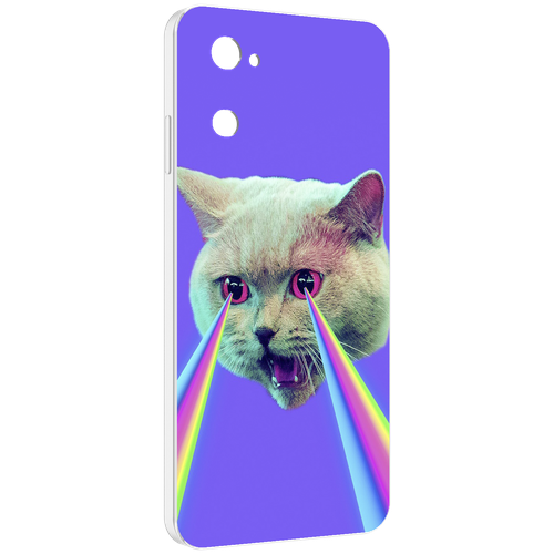 Чехол MyPads кот с радугой в глазах для UleFone Note 12 / Note 12P задняя-панель-накладка-бампер