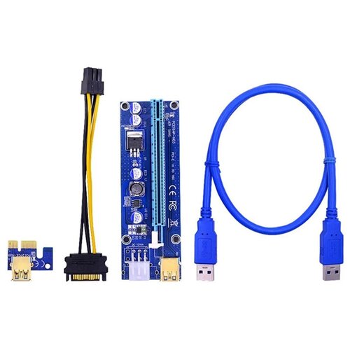 Райзер для видеокарты USB 3.0 ver 006С / Riser PCI-E 1x to 16х 6pin VER 006C USB 3.0 адаптер подключения e sata usb устройств