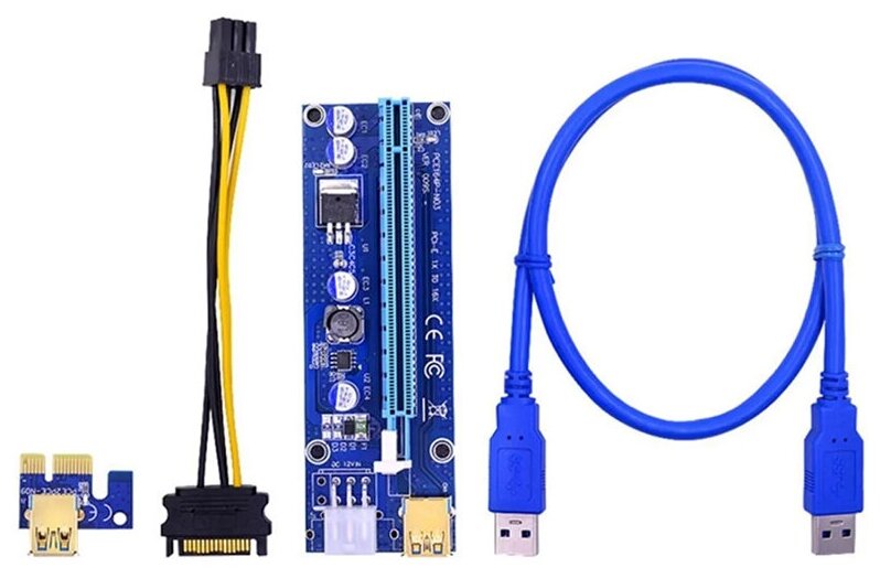 Райзер для видеокарты USB 3.0 ver 006С / Riser PCI-E 1x to 16х 6pin VER 006C USB 3.0