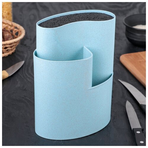 Подставка для ножей и столовых приборов «Нежность», 18?11 см, цвет голубой