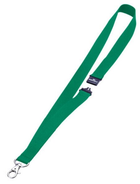 Шнурок для бейджа длина 44 см ширина 20 мм текстильный с безопасным замком зеленый