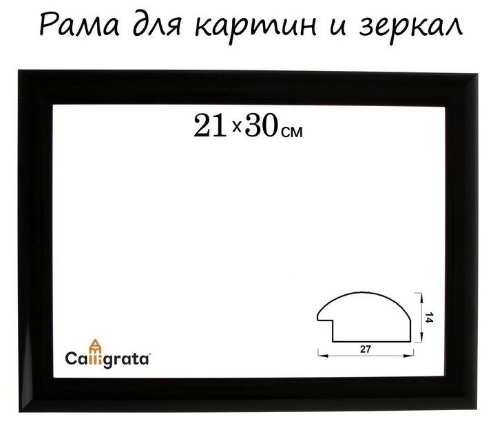 Calligrata Рама для картин (зеркал) 21 х 30 х 2,7 см, пластиковая, Calligrata 6472, чёрная