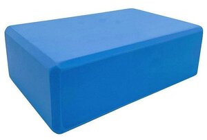 Фото Спортивный полумягкий блок для йоги BE100-4 из вспененного ЭВА. Легкий блок для фиксации во время тренировок для новичков и продвинутых спортсменов. Подходит для тренировок в зале или дома, синий, 223х150x76 мм