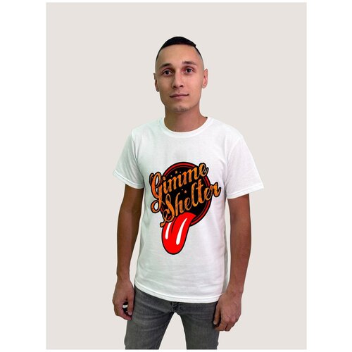 фото Футболка мужская белая из хлопка с dtf принтом музыка the rolling stones - 277 будь на стиле