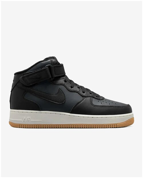 Кеды NIKE Air Force 1, демисезон/лето, натуральная кожа, перфорированные, размер 8.5US, черный