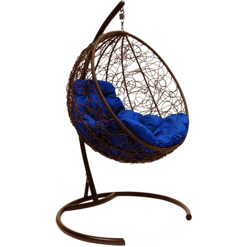 Подвесное кресло M-group круг с ротангом коричневое синяя подушка подвесное кресло m group круг с ротангом коричневое синяя подушка
