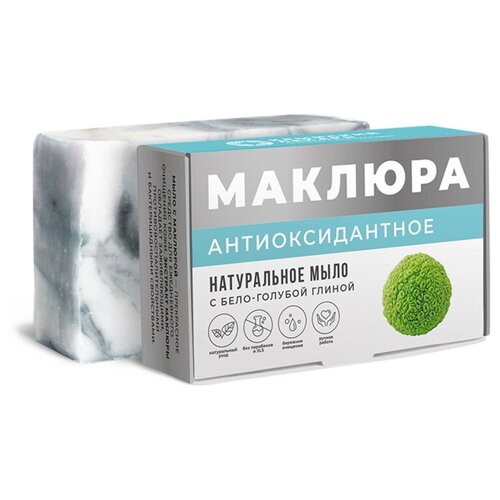 Мыло натуральное с маклюрой Антиоксидантное с бело-голубой глиной, Дом природы мыло натуральное с маклюрой восстанавливающее с софорой дом природы