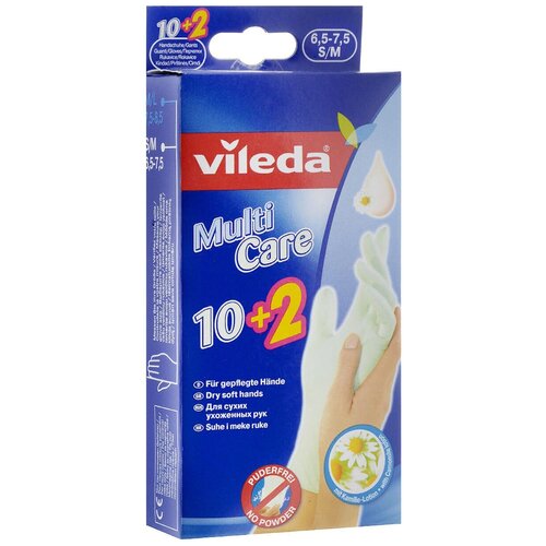 фото Перчатки vileda multi care одноразовые, 6 пар, размер m/l, цвет голубой