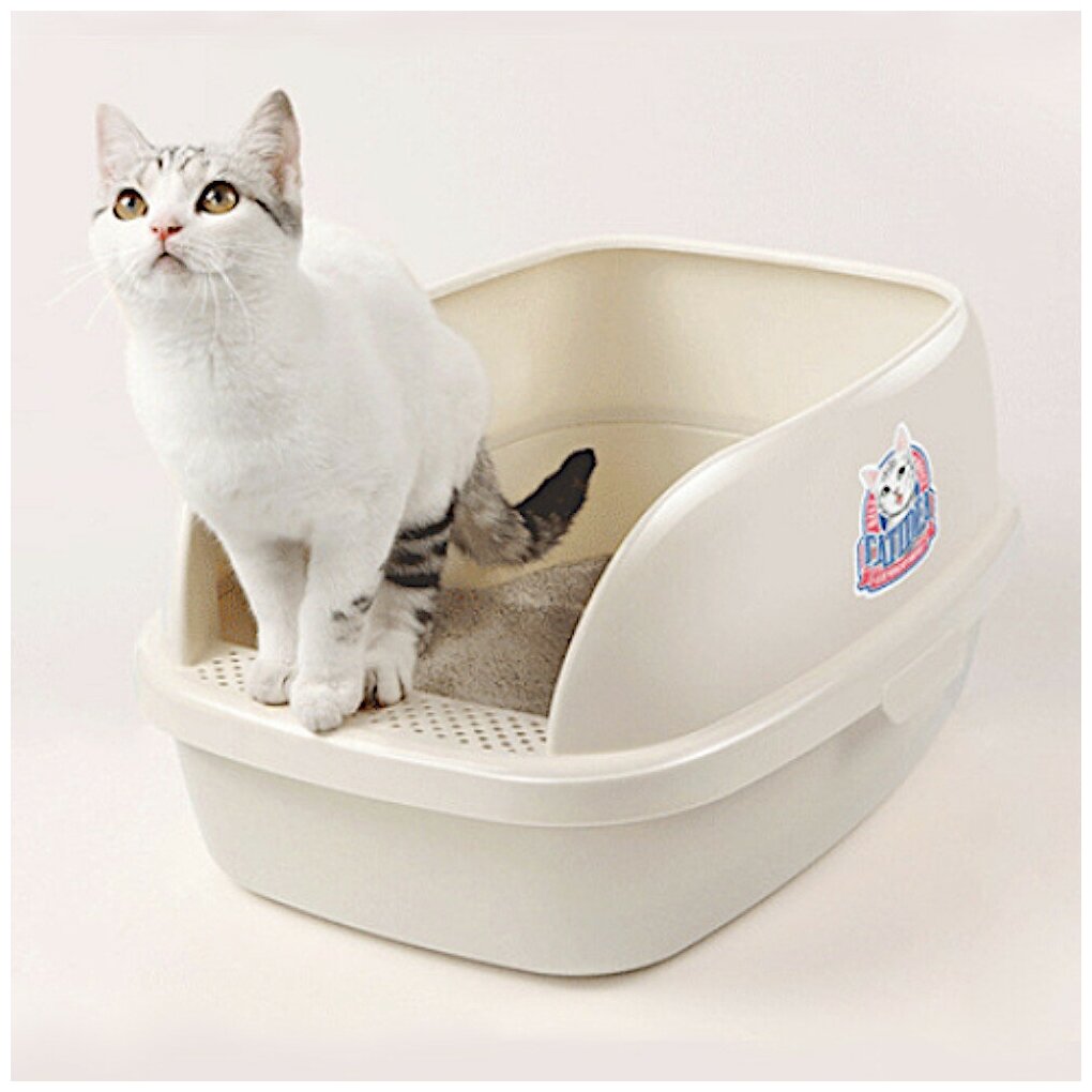 Туалет для кошек Catidea 63х45х25 см, XL, с совком, коричневый - фотография № 4