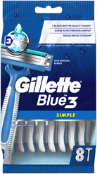 Бритвенный станок Gillette Blue Simple3, 8 шт.