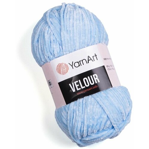 Пряжа YarnArt Velour светло-голубой (851), 100% микрополиэстер, 170м, 100г, 5шт пряжа yarnart velour цвет мятный