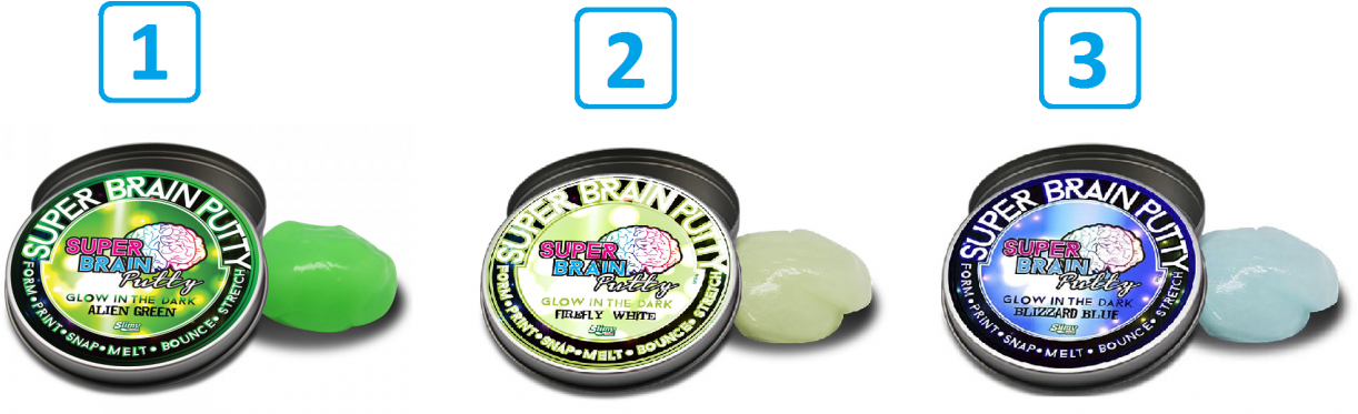 Жвачка для рук Super Brain Putty "Светится в темноте" (3 цвета в асс) 75 г Jocker 34130